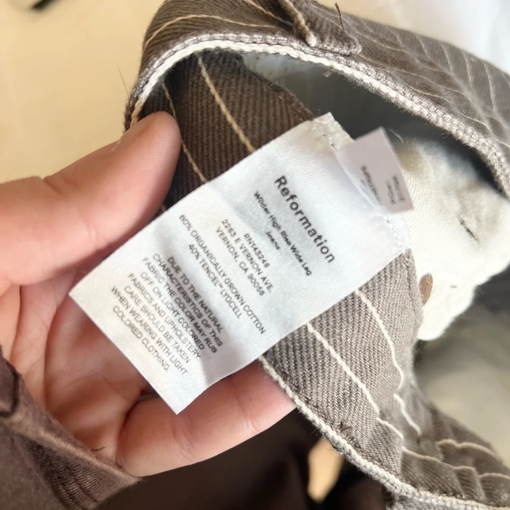 Reformation Pinstripe Wide Leg Jeans - Picture 4 of 5